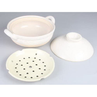 NAGATANIEN Steam Donabe Clay Pot Large 31cm White 