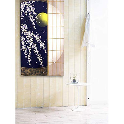 NOREN Japanese Doorway Curtain Sakura Full Moon 150 x 85cm