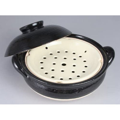 NAGATANIEN Steam Donabe Clay Pot Large 31cm Black 