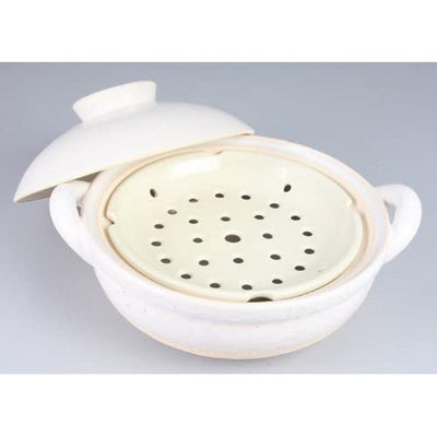 NAGATANIEN Steam Donabe Clay Pot Large 31cm White 