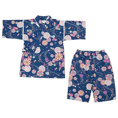 Kid's Jinbei 90cm-150cm Girls Ripple Navy Blue