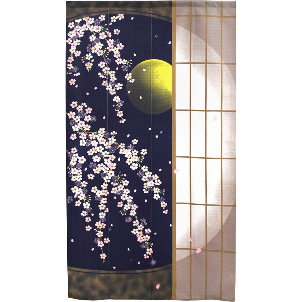 NOREN Japanese Doorway Curtain Sakura Full Moon 150 x 85cm