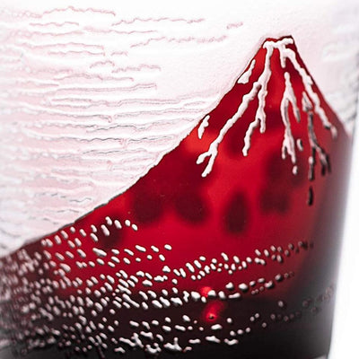 EDO Glass Pair Cold Sake Glass HOKUSAI Red Fuji Great Waves Sakura