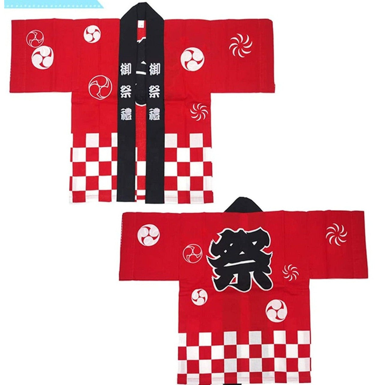 2 Sets of Japanese Matsuri Happi Set Red Unisex "祭 (Festival)" 