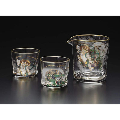 Sake Glass Set Fujin Raijin (God of Wind and Thunder) Made in Japan 