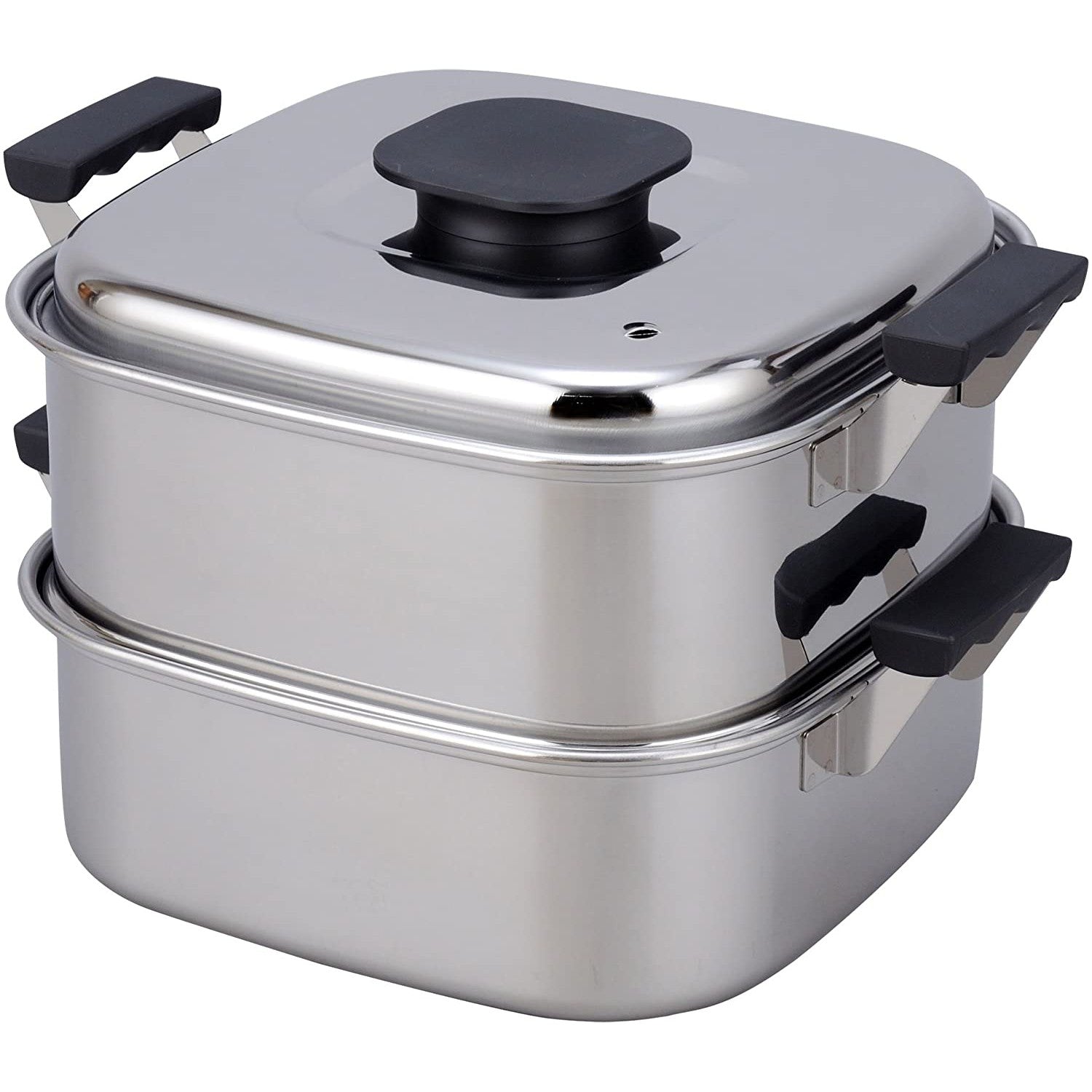 27x27cm Stainless Steel 2-Stage Steamer Gas/Induction Square