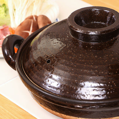 NAGATANIEN IGA Donabe 3-5 people Large 30.5cm Brown Ame Clay Pot