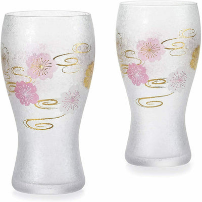 Sakura & Gold Luster Beer Glasses 12oz. Set of 2