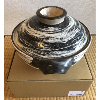 NAGATANIEN IGA Donabe 2-3 people 27cm Large Marble Hakeme Clay Pot