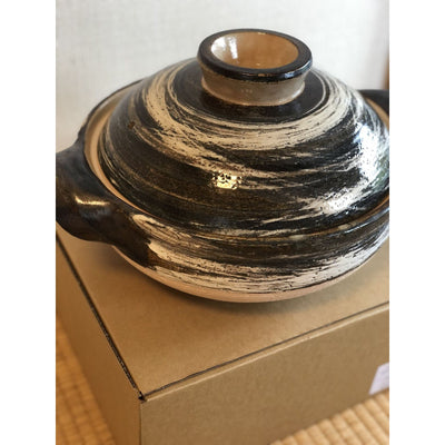 NAGATANIEN IGA Donabe 3-5 people 30.5cm Large Marble Hakeme Clay Pot