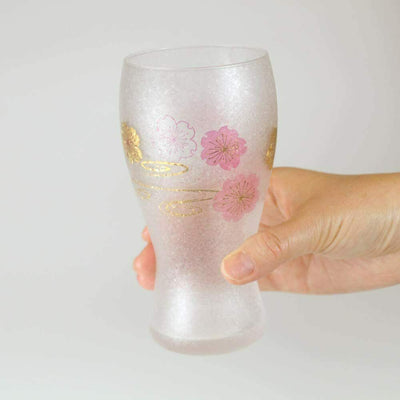 Sakura & Gold Luster Beer Glasses 12oz. Set of 2