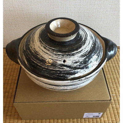 NAGATANIEN IGA Donabe 2-3 people 27cm Large Marble Hakeme Clay Pot