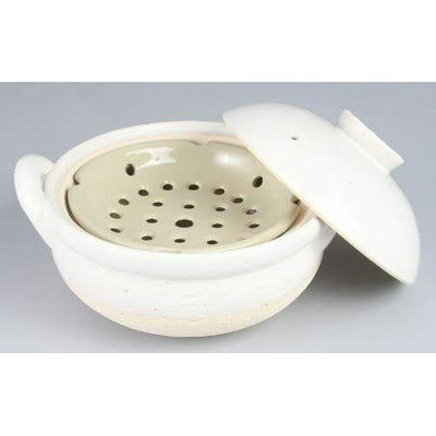 NAGATANIEN Steam Donabe 1-3 People 23.5cm White Clay Pot Earthenware