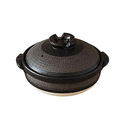 Banko Ware Deep Donabe 2-3 People 25cm Kuro-Tokusa Clay Pot Black