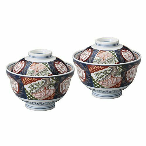 Set of 2 Japanese Donburi Large Rice Bowl w/lid Mino Ware