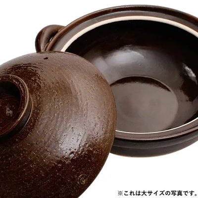 NAGATANIEN IGA Donabe 3-5 people Large 30.5cm Brown Ame Clay Pot